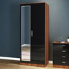 2 Door Double Wardrobe Storage Full Mirrored Black Walnut Retro Style Furniture