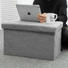 Large Grey Ottoman Foldable Storage Box Linen Suede Foot Stool Seat 3 Sizes New