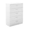 Chest Of Drawers White 5 Drawer Metal Handles Runners Hallway Bedroom Furniture