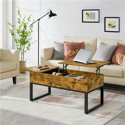 Split Lift-top Coffee Table with Storage Side Drawer&Metal Legs for Living Room