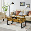 Split Lift-top Coffee Table with Storage Side Drawer&Metal Legs for Living Room
