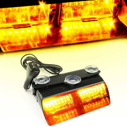 16 LED Car Auto Windshield Security Emergency Flashing Strobe Light Amber 18W