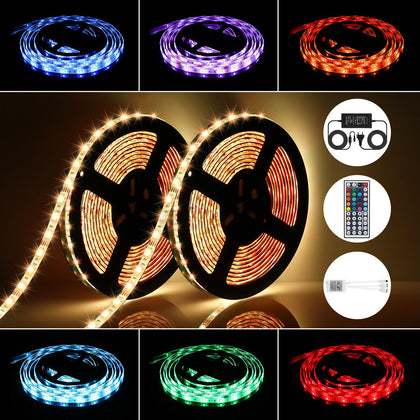 LED STRIP LIGHTS 5050 RGB COLOUR CHANGING TAPE CABINET KITCHEN TV 12V UK