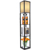 159 cm Height Floor Lamp Bedside Light Free Standing Holder Storage Shelf Wooden