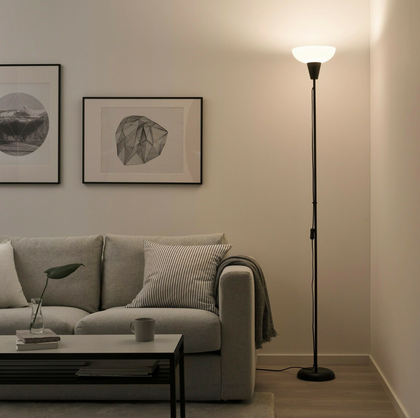 Ikea TAGARP Tall Floor Uplighter Lamp Uplighter, Black/White, Height:180 cm