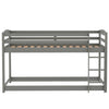 Wooden Bunk Bed w/ Ladder Single 3ft Solid Pine Wood Bed Frame Kids Sleeper Grey