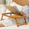 64cm Bamboo Wood Serving Breakfast Lap Tray Table Mate Bed Tray With Folding Leg