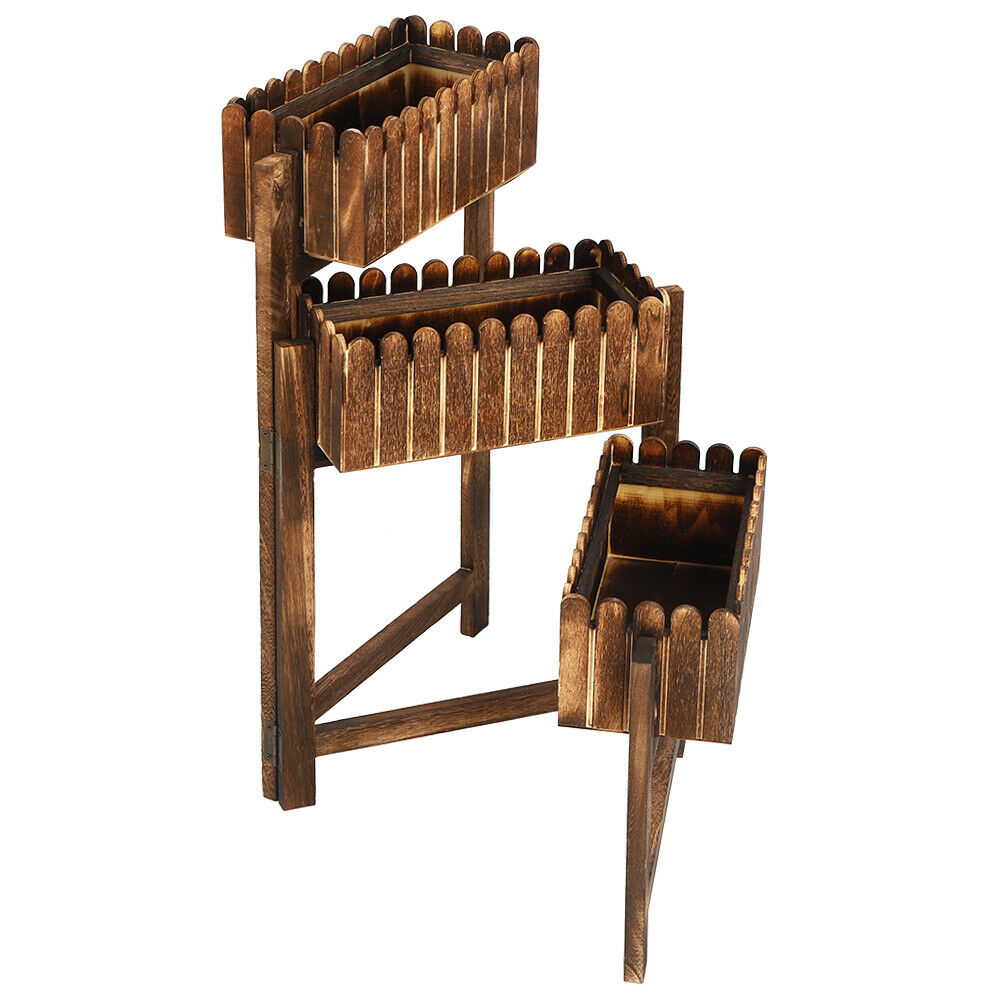 Retro Creative Wooden Plant Flower Pot Display Stand Shelf Storage Rack Holder