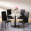 Round Tempered Glass Dinning Table Chair Set 4 Chairs Kitchen Living Room Garden