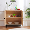 Vintage Rattan 2 Door Sideboard Cabinet Storage Cupboard Unit Wood with Shelf