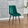 Modern 2x Velvet Dining Chairs Kitchen Dinning Room Metal Leg Padded Dark Green