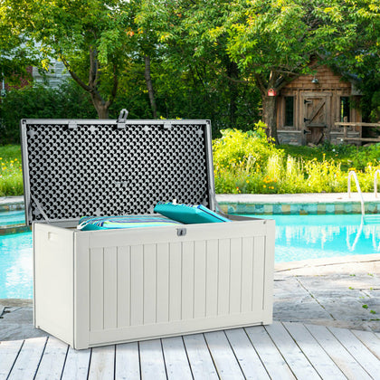 Outdoor Garden Cushioned Box Useful Storage Utility Chest W/ Lockable Lid 227L