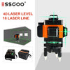 16 Line 4D 360° Rotary Green Laser Level Self Leveling Measure Tools 2 Battery