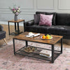 2-Tier Wooden Coffee Table Retro Industrial Style Side Desk Living Room Shelf