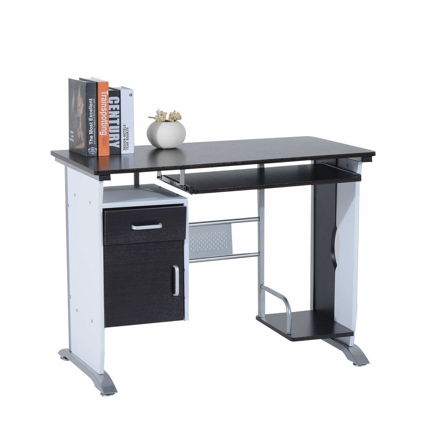 HOMCOM Computer Desk Drawer PC Writing Wooden Workstation Keyboard