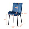 Set of 2 Blue Dining Chair Velvet Upholstered Chairs with Thick Cushion Kitchen