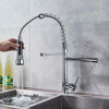 Modern Mono Pull Out Twin Kitchen Mixer Tap Dual Spout Spray Single Lever Chrome