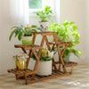 6 Tiered Stable Triangular Structure Wood Plant Stand Shelf Outdoor Corner Rack