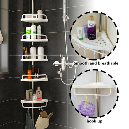5 TIER NON RUST BATHROOM TELESCOPIC CORNER SHELF STORAGE SHOWER CADDY ORGANISER