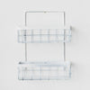 2 Tier Wall Bathroom Shower Towel Storage Basket Rack Kitchen Caddy Shelf Holder