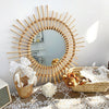 Rustic Sun Flower Boho Round Rattan Bamboo Framed Wall Hanging Mirror Bedroom UK