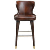 2 Pieces Luxury Bar Chair, PU Leather European Style, Brown and Golden