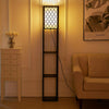 4 Tier Shelf Floor Lamp w/ Shade Standing Light Open Shelves Storage Living Room