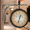 Retro Double-Sided Wall Clock with Stem Fixing Pendulum For Home Outdoor Garden