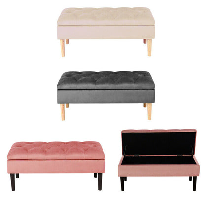 Velvet Footstool Storage Case Long Bench Ottoman Piano Seat Make-up Chairs