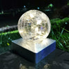 4 SOLAR DECK CAP POST LIGHTS OUTDOOR GARDEN CRACKLE GLASS BALL LIGHTS WARM WHITE