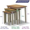 Nest of 3 Tables Nesting Coffee Side Table Wooden White Pine Space Saving Table