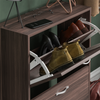 2 Drawer Shoe Cabinet Storage Cupboard Footwear Stand Rack Wooden Unit Walnut