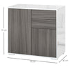 Side Cabinet with 2 Door Cabinet and 2 Drawer for Home Office Grey White
