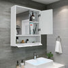 Bathroom Mirror Cabinet Wall Mounted Storage Cupboard Double Door + Compartment