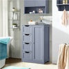 Bathroom Cabinet Storage 4 Drawer 1 Door Free Standing Cupboard Unit Grey