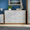 Wide Chest of 6 Drawers Grey Bedroom Storage Drawers Metal Runners