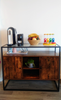 Industrial Style Cupboard Cabinet Tempered Glass Sideboard Rustic Shelf Storage