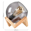 LED Table Lamp Smoked Glass Wooden Frame Base Industrial Filament Light Bulb
