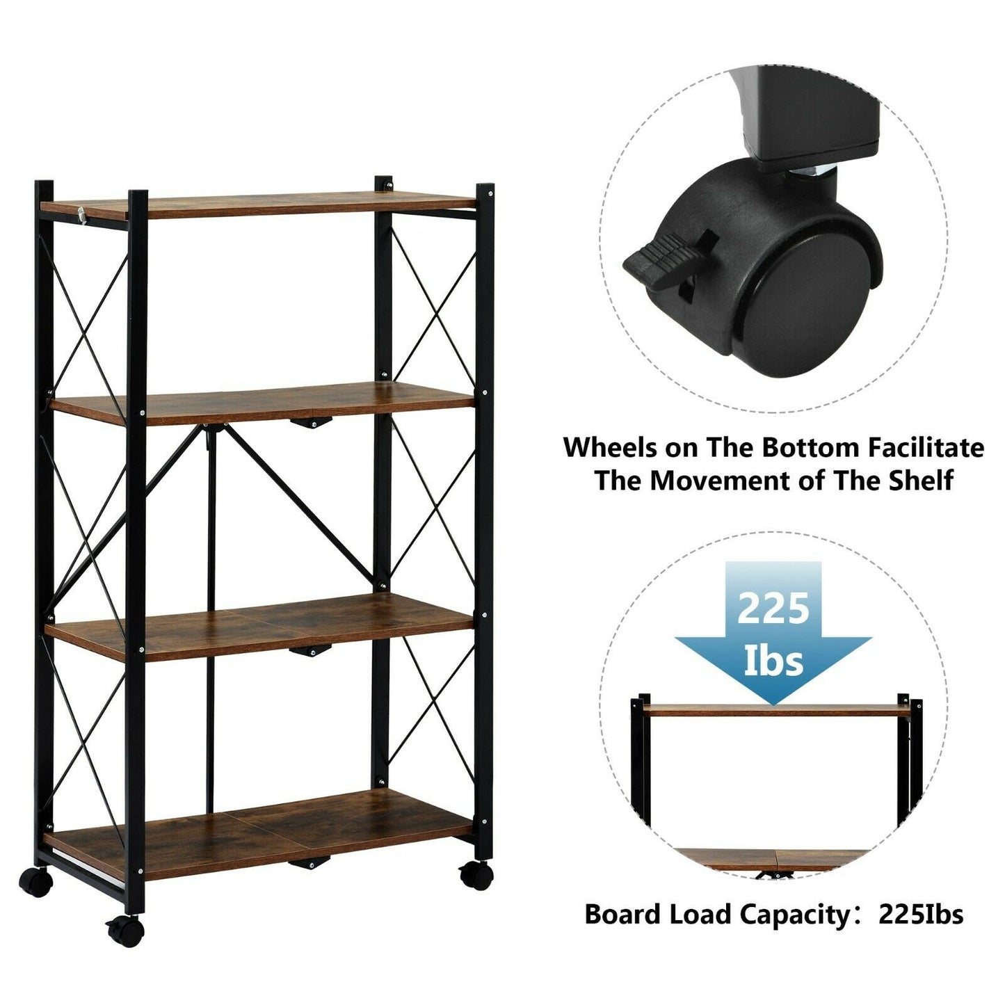 4-Tier Foldable Bookcase Ladder Shelf Bookshelf Plant and Flower Stand Storage