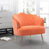 Velvet Fabric Scallop Back Chair Lounge Occasional Accent Sofa Armchair 5 Styles