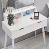 Modern 2 Drawers Dressing Table w/Rectangle Mirror Makeup Dresser Desk White UK