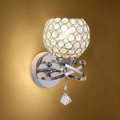 1Pc Modern Chrome Silver Crystal LED Wall Light bed Sconce With rope Switch