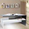 2 Tier Coffee Table End/Side Table Modern Design w/Open Shelf Living Room White