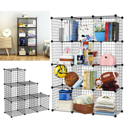 6/8/12 Cube Storage Shelf Rack DIY Wire Grid Bookcase Cabinet Organiser Display