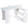 White L-Shaped Corner Computer Desk Workstation PC Laptop Table with Bookshelves