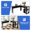 Corner L-Shaped Computer Desk Black PC Table Workstation Home Office w/ Shelves