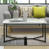 Simple Modern White Marble Effect Coffee Table High Gloss Furniture Living Room