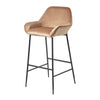 Velvet Bar Stool Chair On-Trend Kitchen Breakfast Bar Stool with Backrest