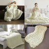 Chunky Knitted Cushion Blanket Handmade Yarn Sofa Chair Bed Cover Throw Blanket