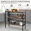 3-Tier Industrial Style Storage Display Shelf Metal Frame Adjustable Feet Brown